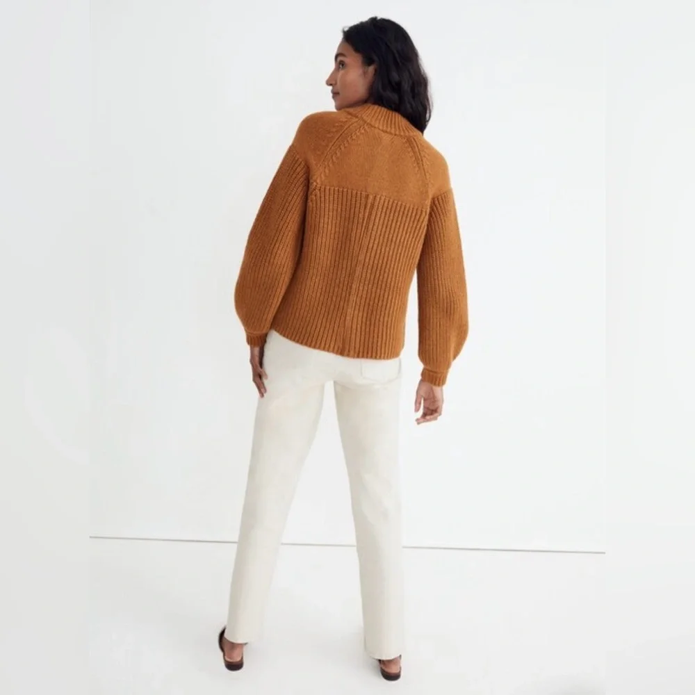 Madewell NWOT Balloon-Sleeve Mockneck Sweater Size Small Color Acorn
